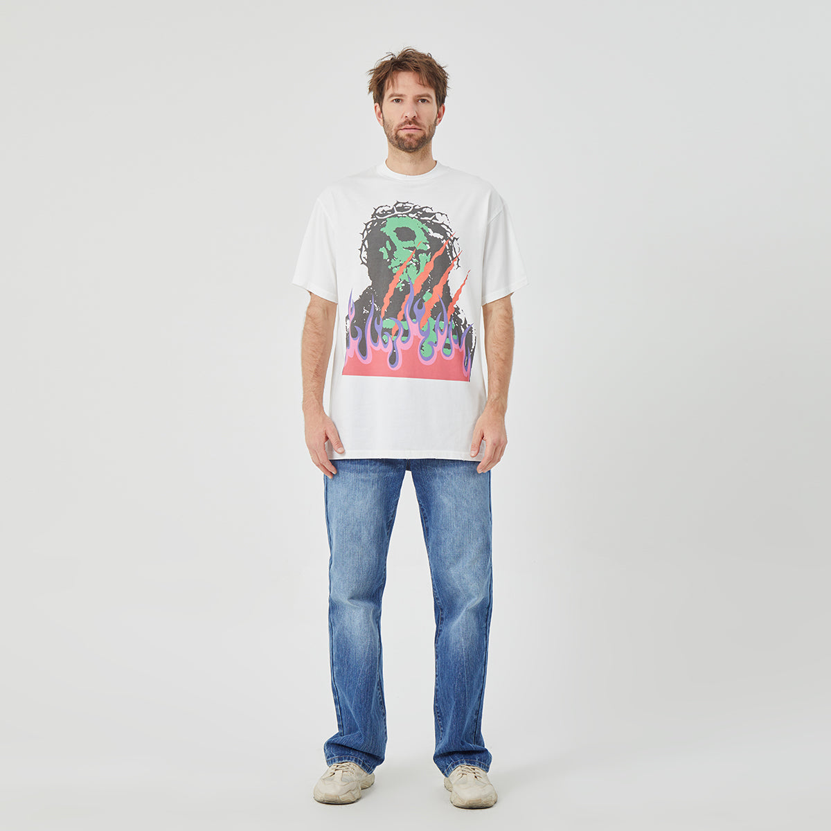 Flaming Skull Pulse White T-shirt
