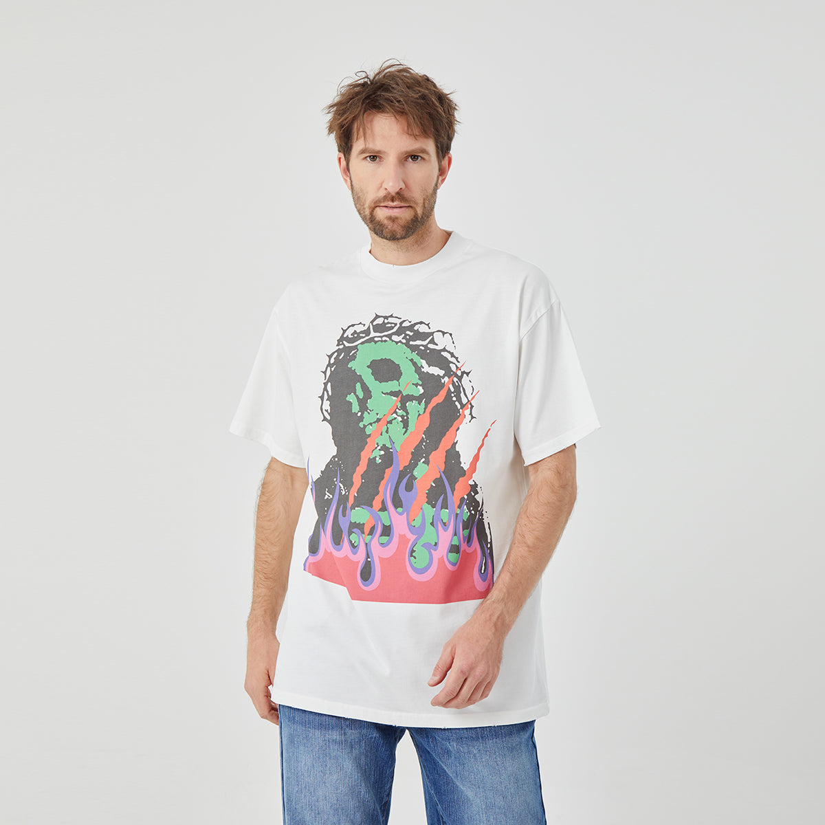 Flaming Skull Pulse White T-shirt