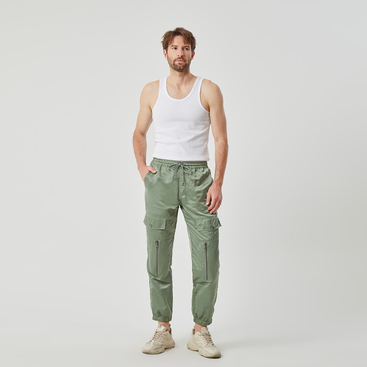 ROCK&CALEB Men’s Olive Green Cargo Pants
