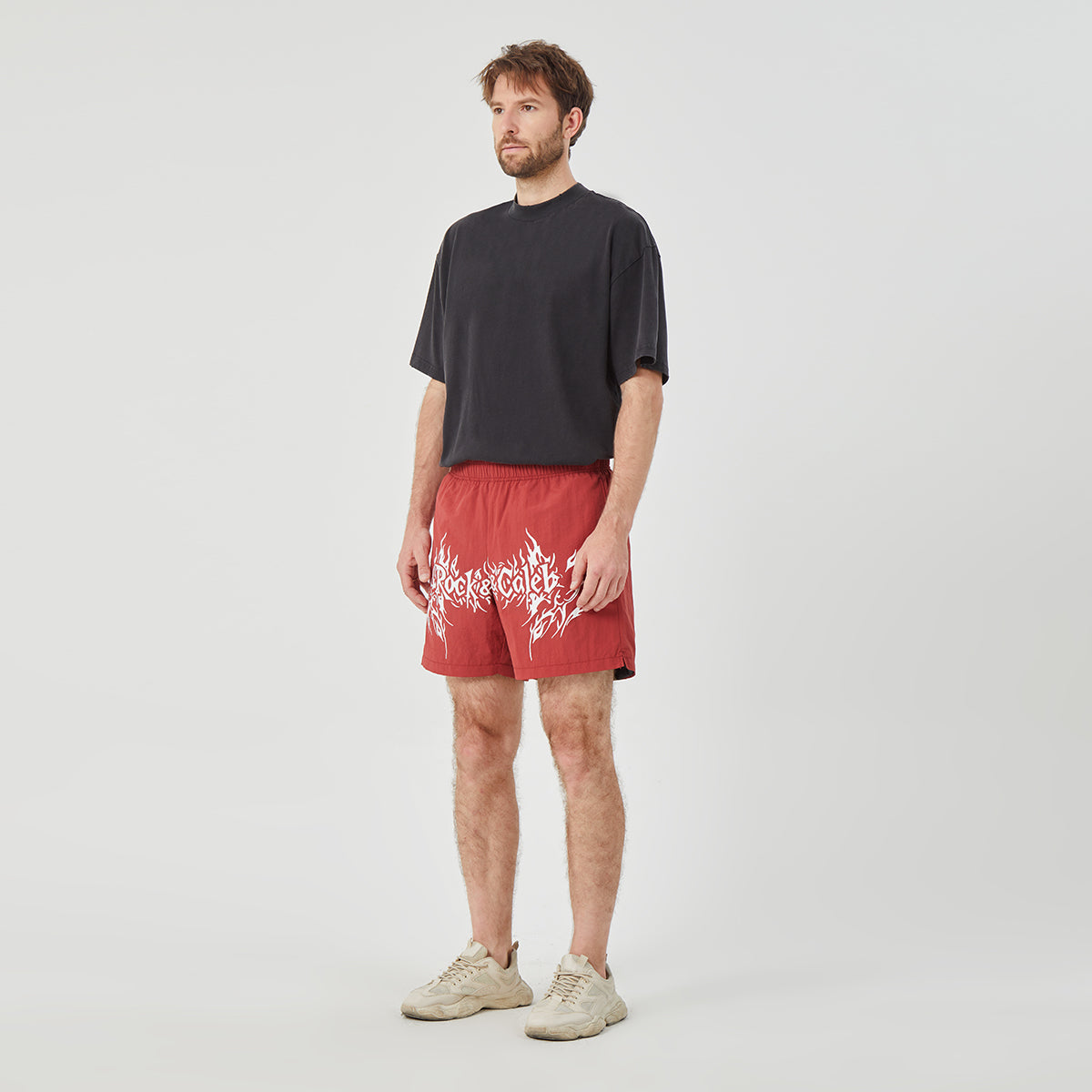 ROCK&CALEB Men’s Red Graphic Shorts