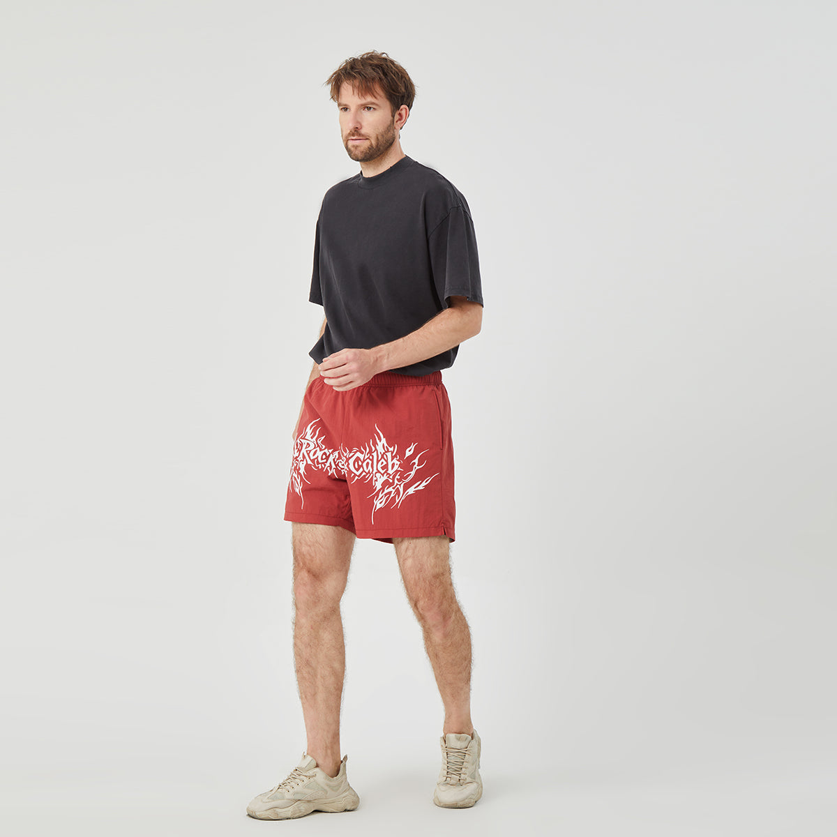 ROCK&CALEB Men’s Red Graphic Shorts