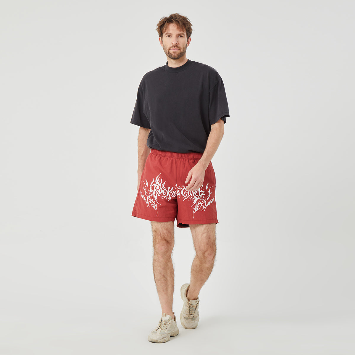 ROCK&CALEB Men’s Red Graphic Shorts