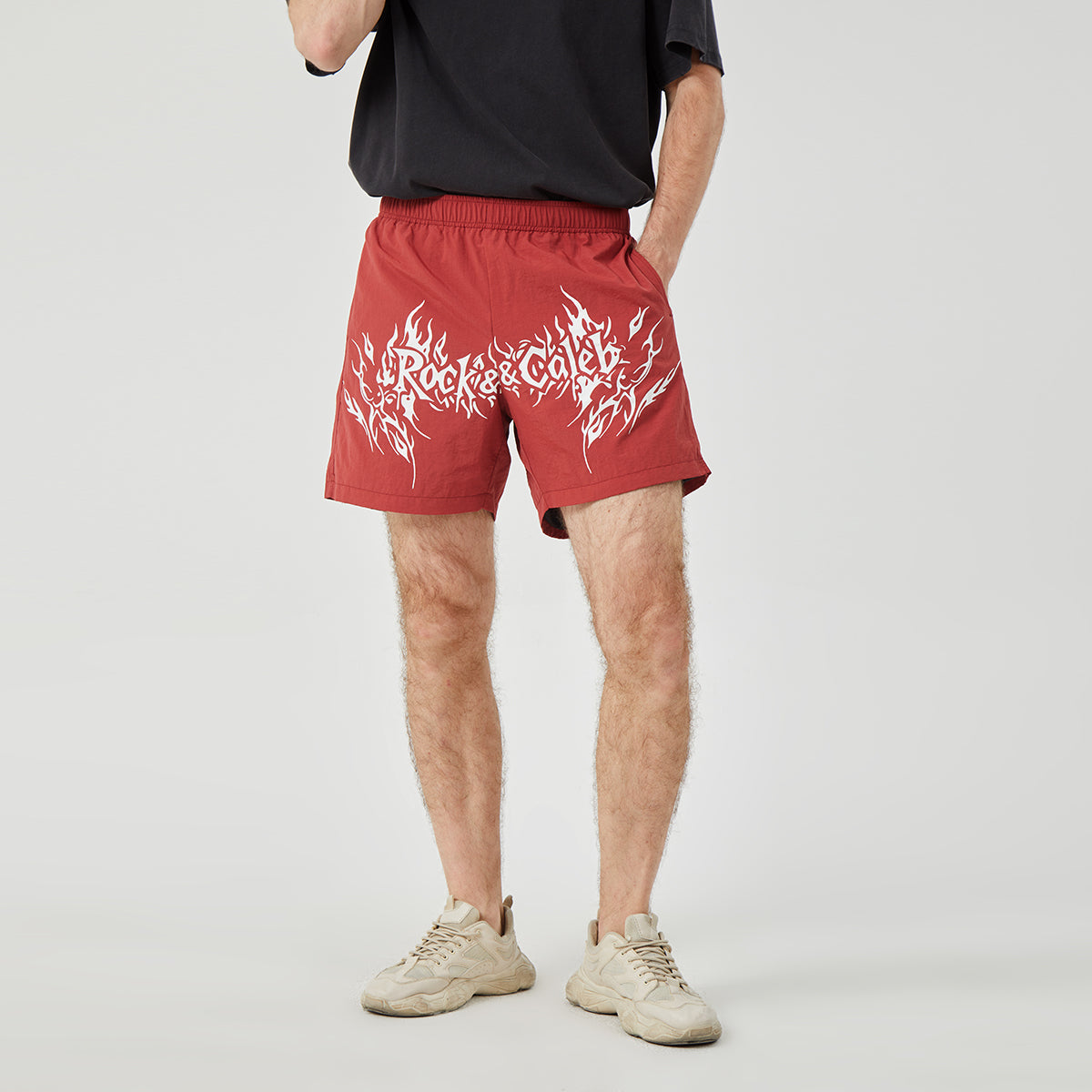 ROCK&CALEB Men’s Red Graphic Shorts