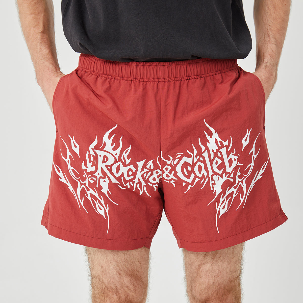 ROCK&CALEB Men’s Red Graphic Shorts