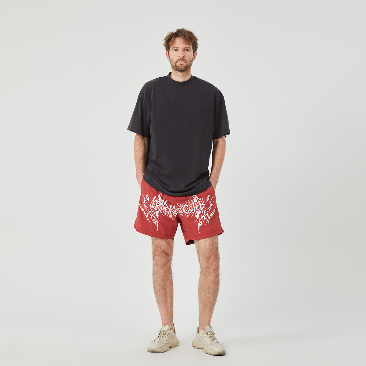 ROCK&CALEB Men’s Red Graphic Shorts