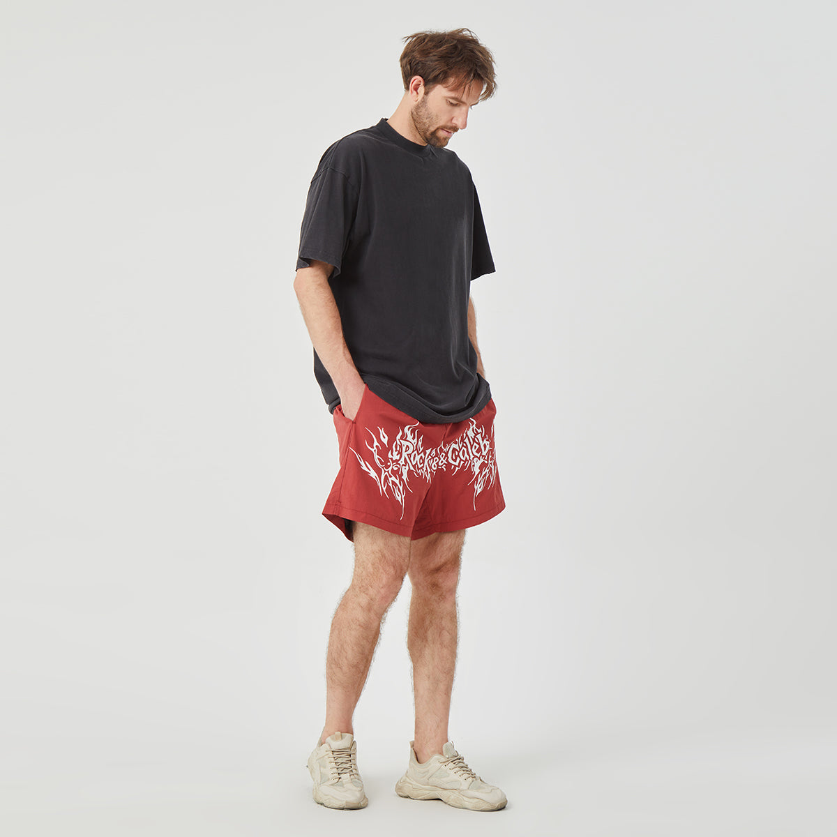ROCK&CALEB Men’s Red Graphic Shorts