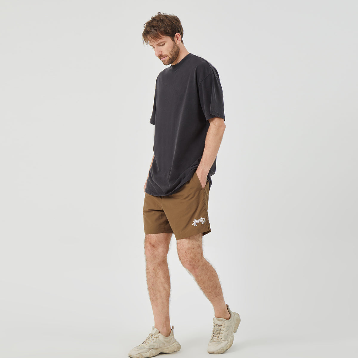 ROCK&CALEB Men’s Brown Athletic Shorts