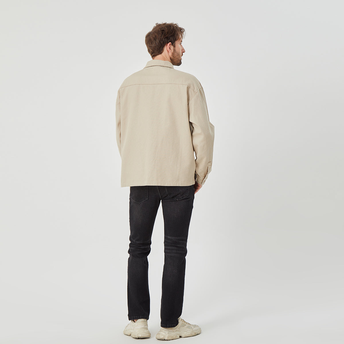 ROCK&CALEB Men's Beige Embroidered Palm