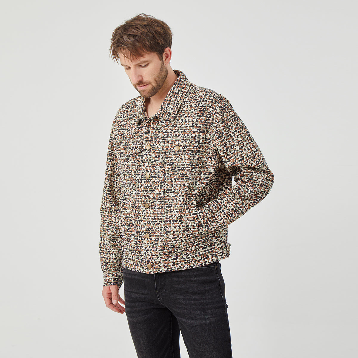ROCK&CALEB Men’s Stylish Patterned Jacket