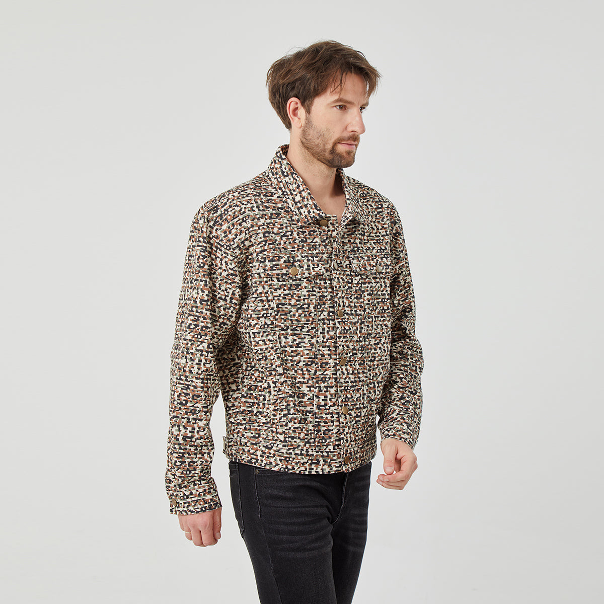 ROCK&CALEB Men’s Stylish Patterned Jacket
