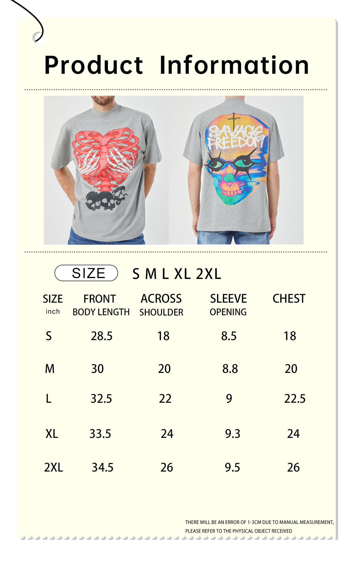 Rebellious Ribcage&Skull Graphic T-shirt