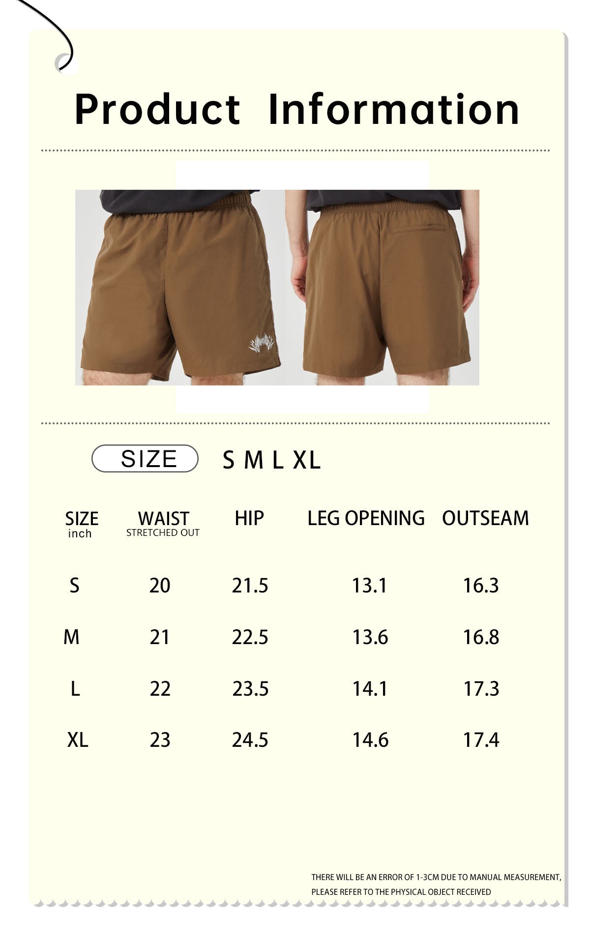 ROCK&CALEB Men’s Brown Athletic Shorts