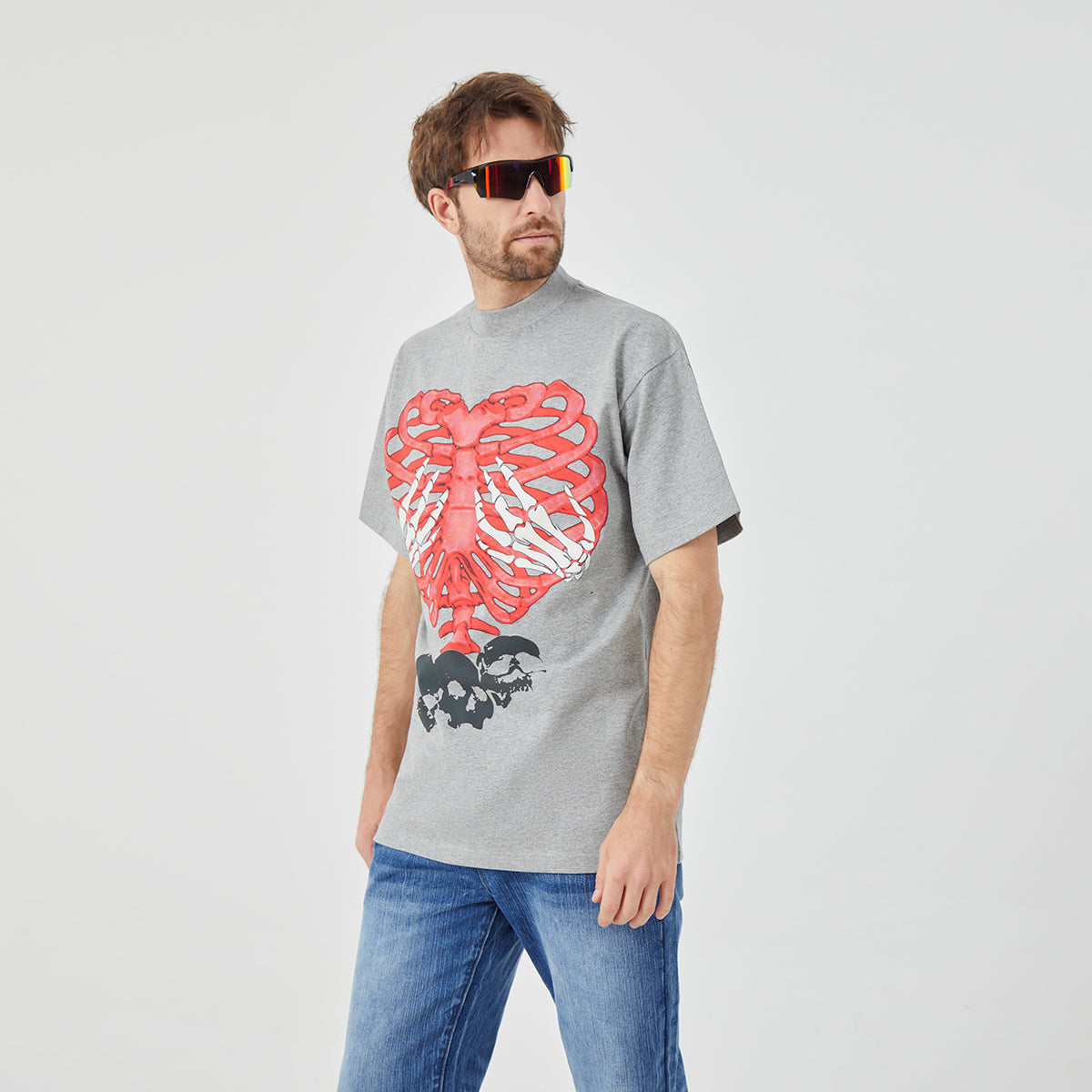 Rebellious Ribcage&Skull Graphic T-shirt
