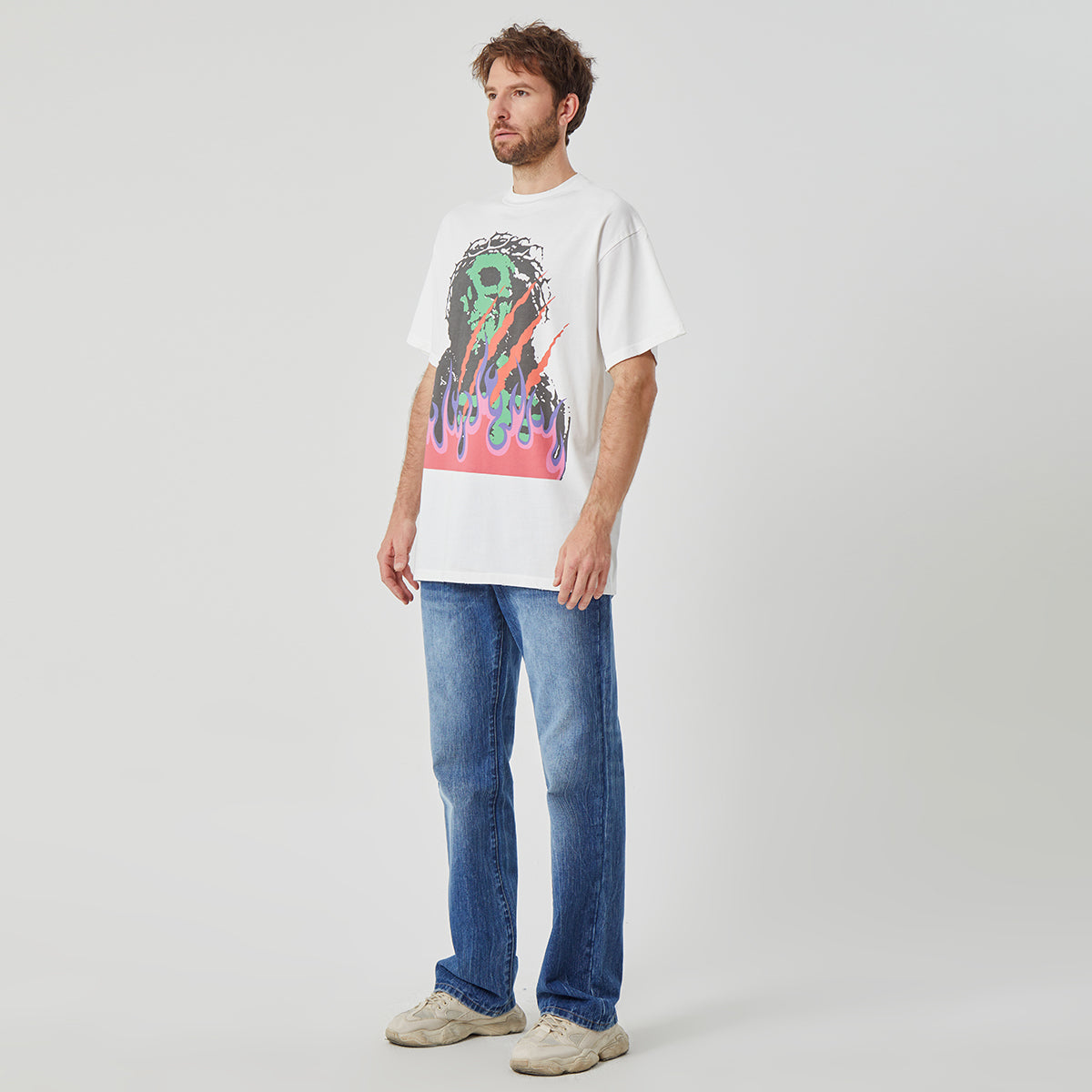 Flaming Skull Pulse White T-shirt