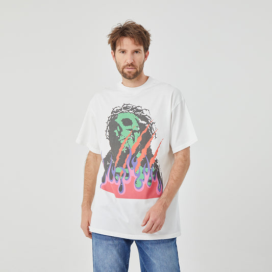 Flaming Skull Pulse White T-shirt