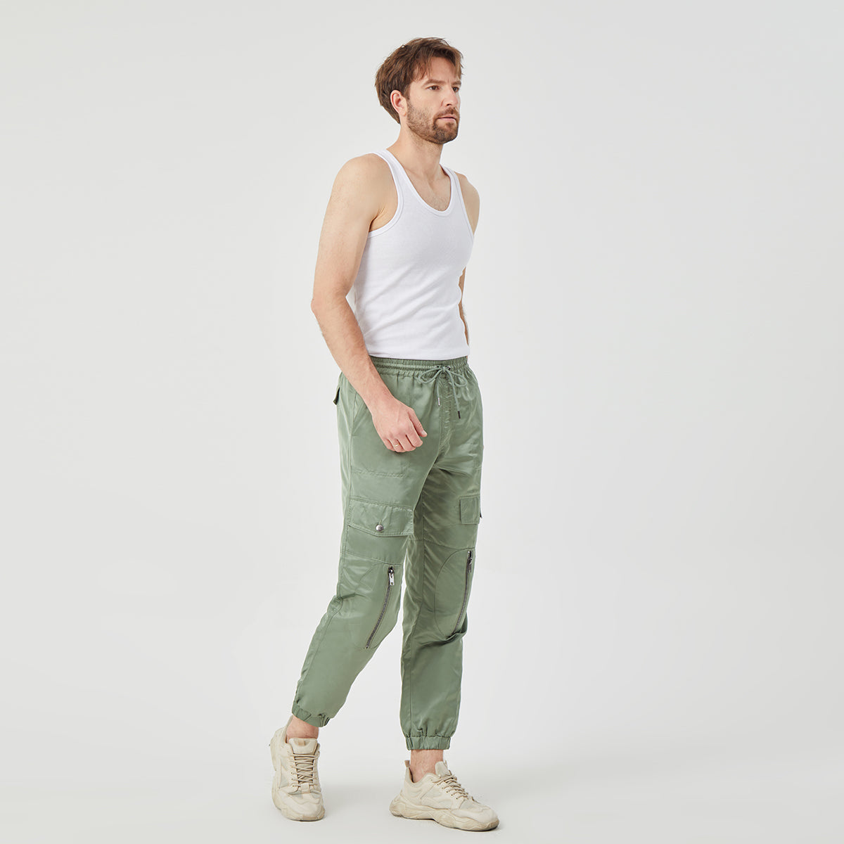 ROCK&CALEB Men’s Olive Green Cargo Pants