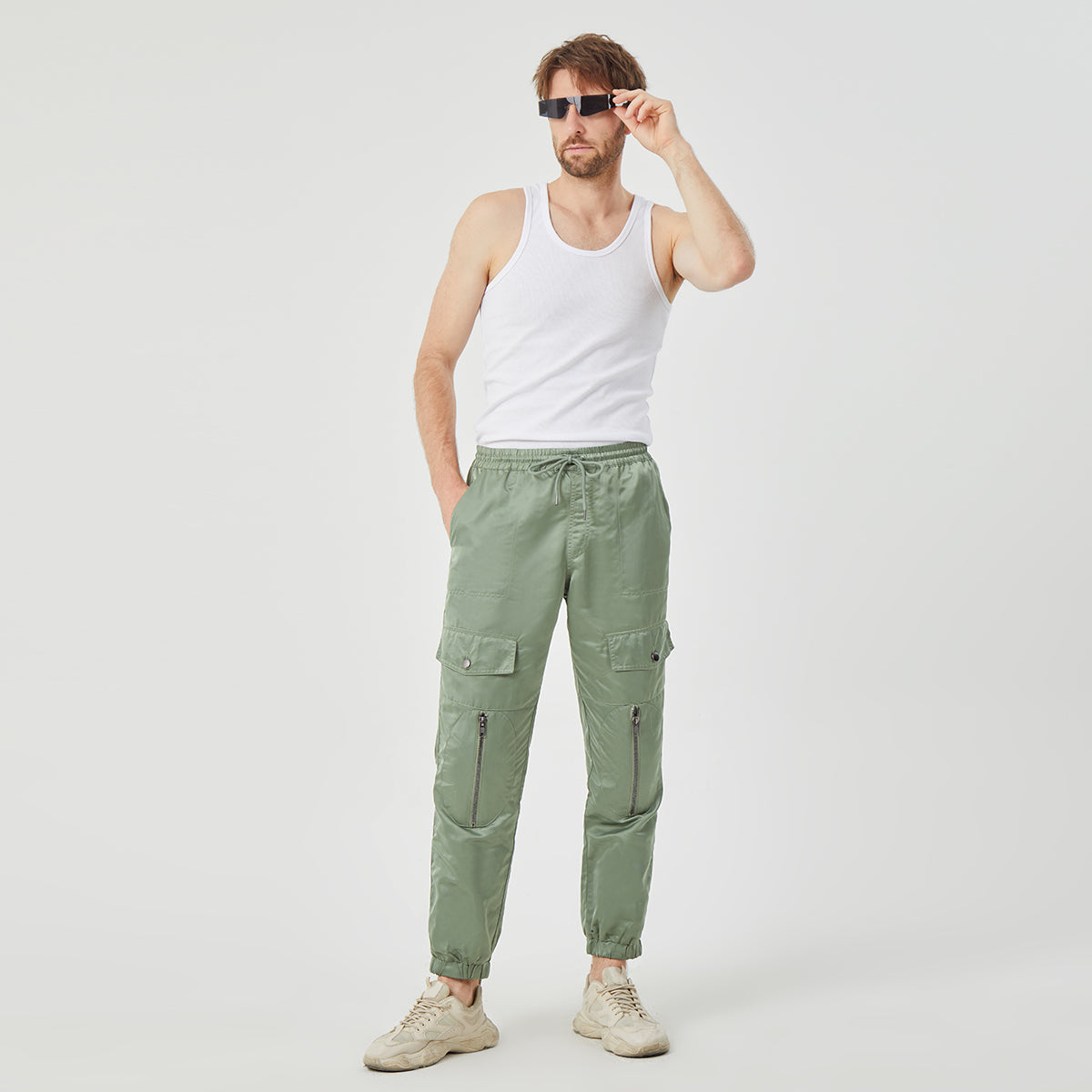 ROCK&CALEB Men’s Olive Green Cargo Pants