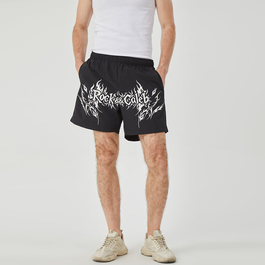 ROCK&CALEB Men's Black Graphic Shorts