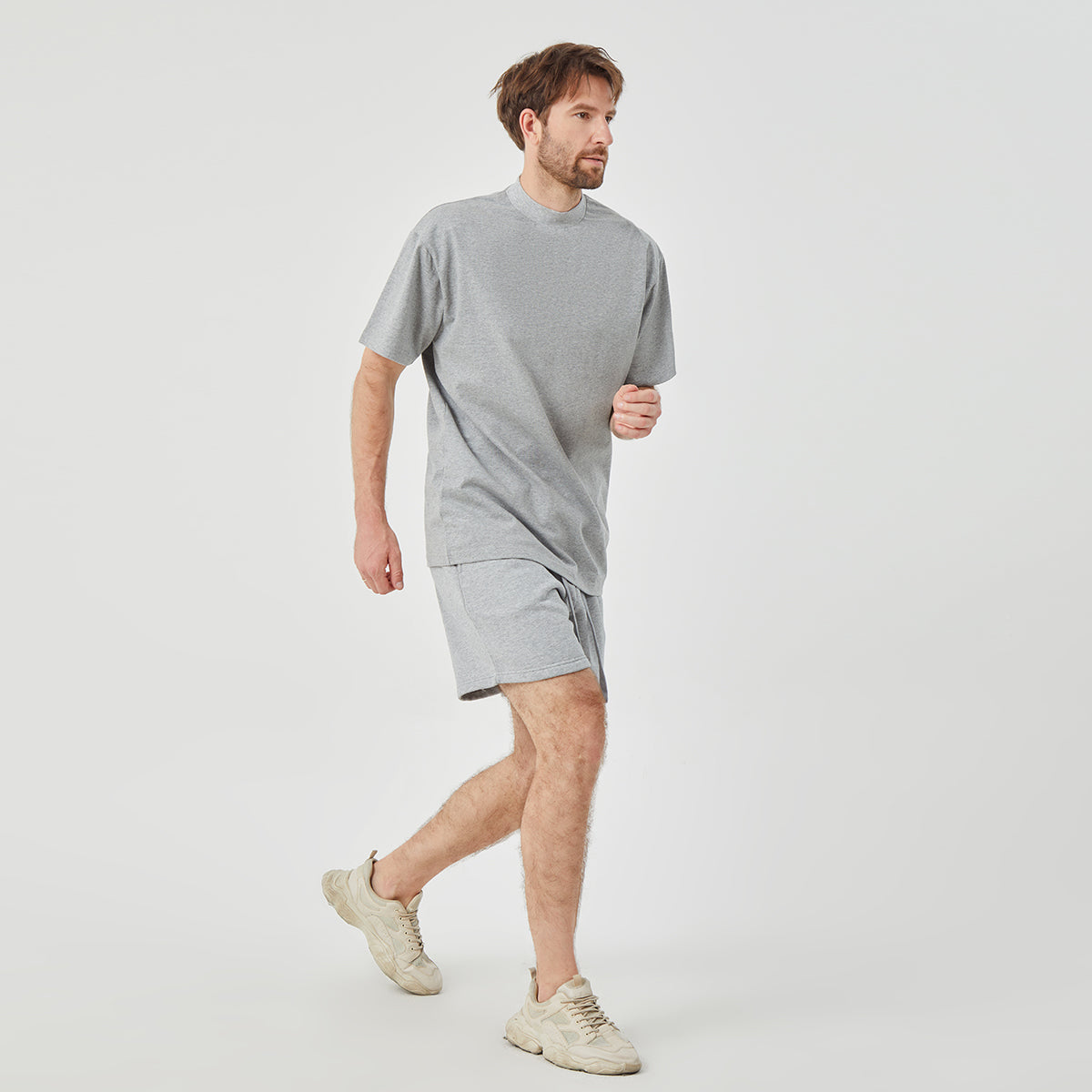 ROCK&CALEB Men's Grey Athletic Shorts