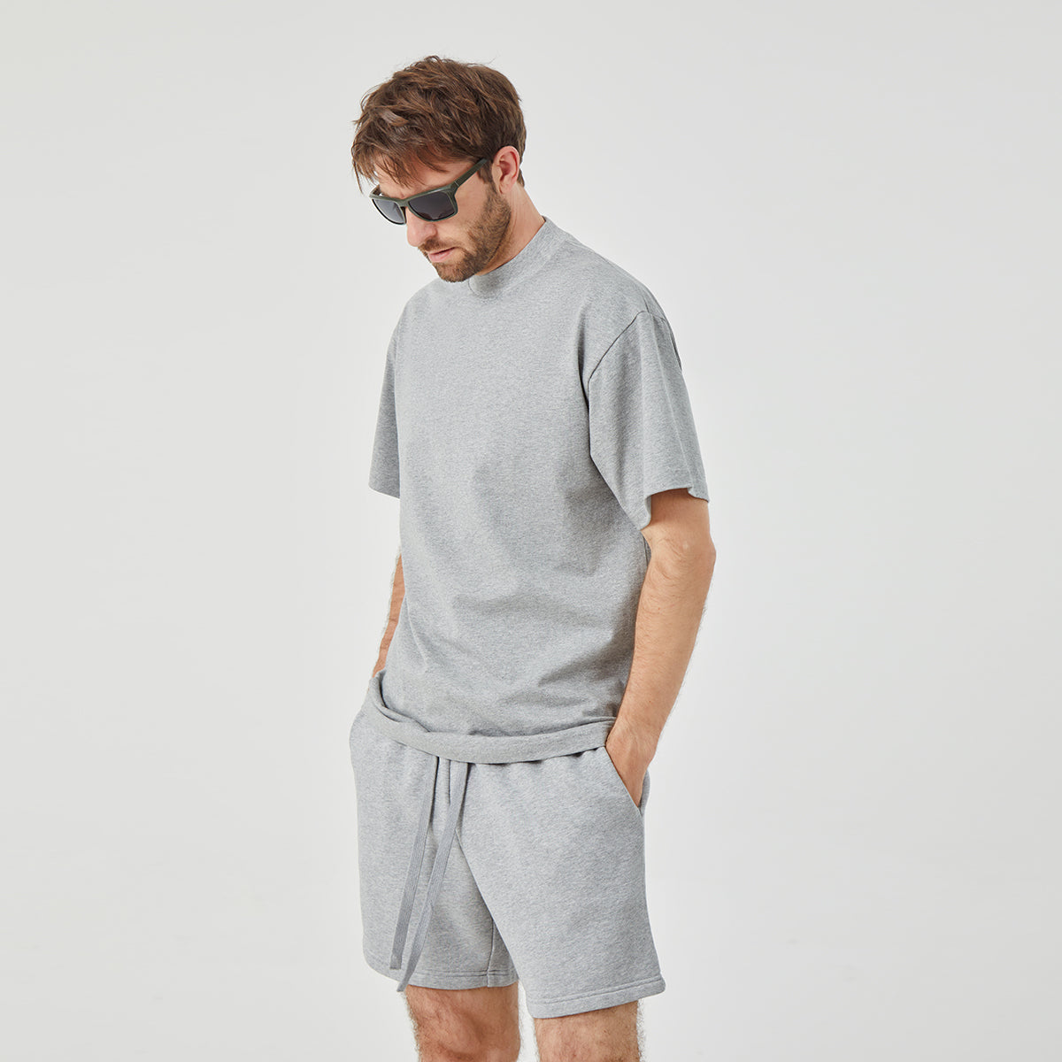 ROCK&CALEB Men's Grey Athletic Shorts