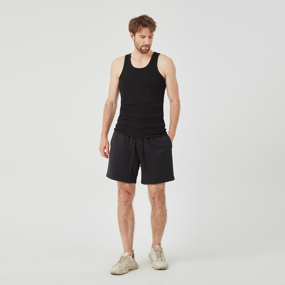 ROCK&CALEB Men's Black Athletic Shorts