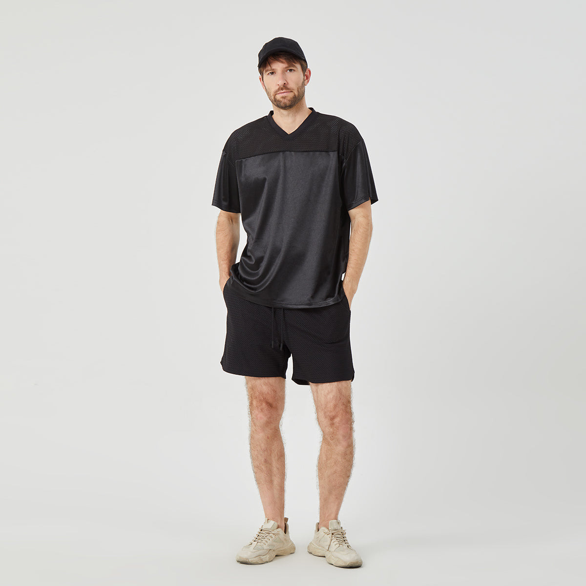 Men's Black Athletic Shorts -breathable fabric