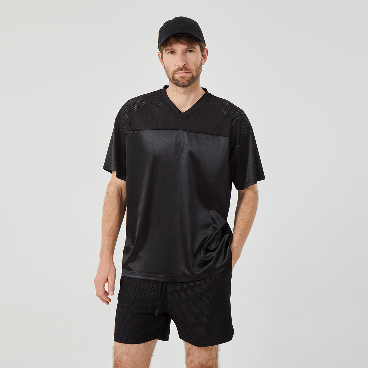 Men's Black Athletic Shorts -breathable fabric
