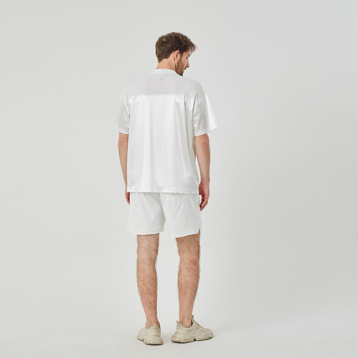 Men's White Athletic V - Neck Short - Sleeve Shirt