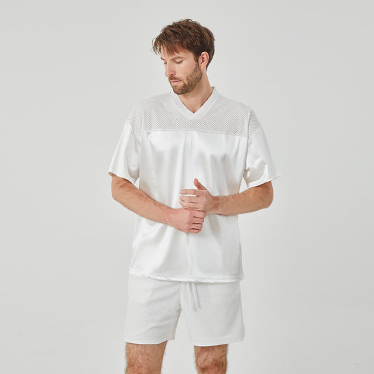 ROCK&CALEB Men's White Athletic Shorts