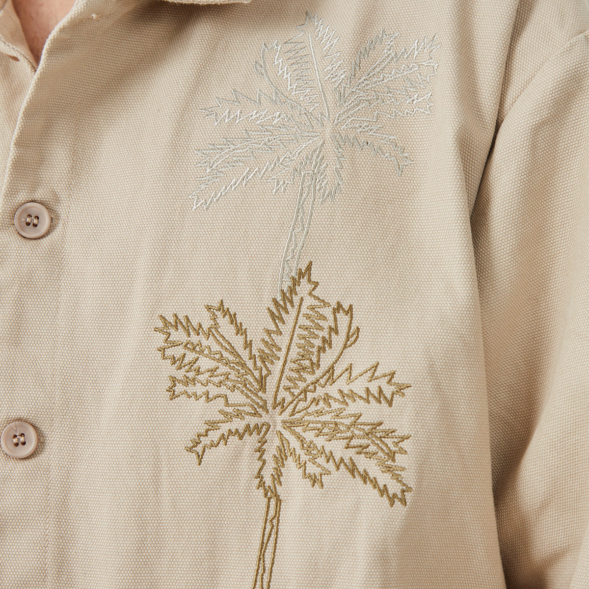 ROCK&CALEB Men's Beige Embroidered Palm