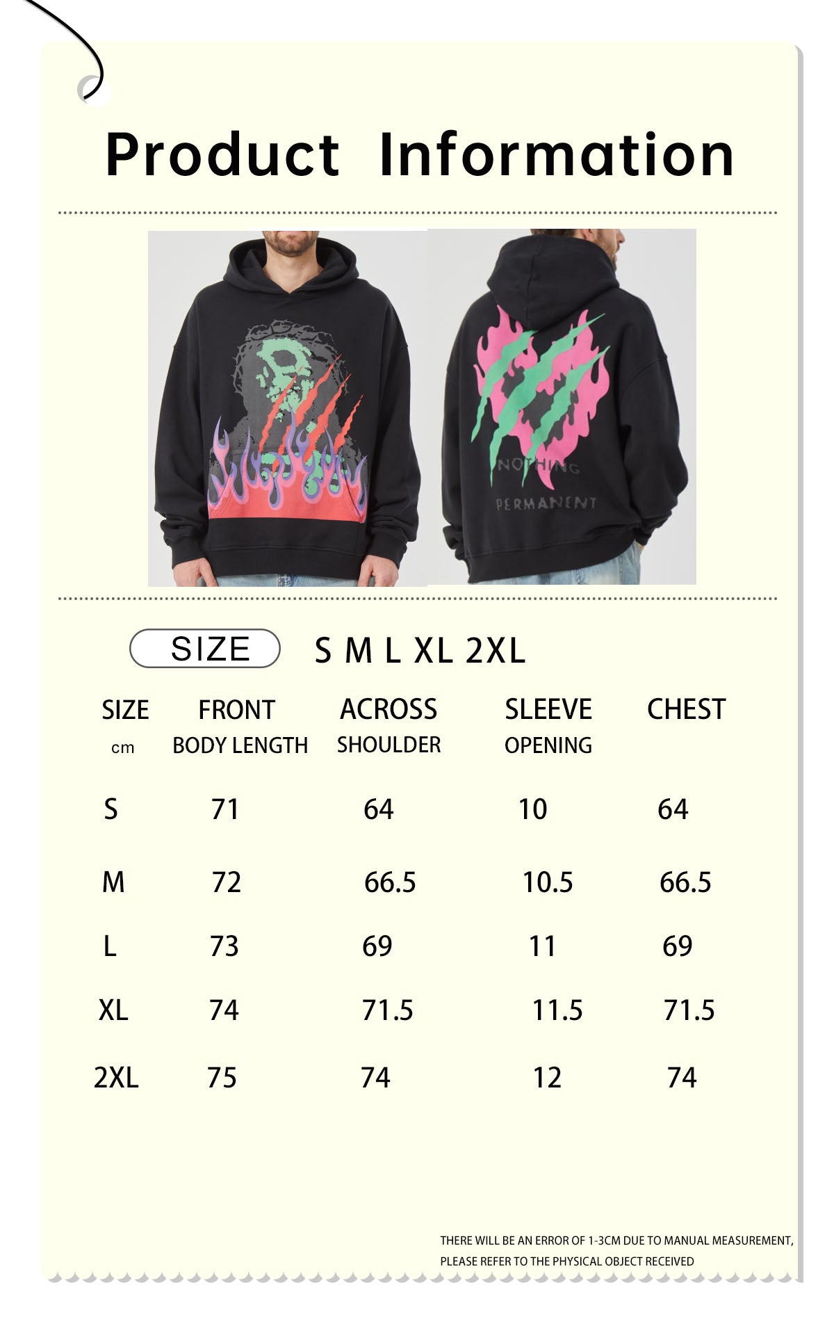Men’s Black Hoodie with Vibrant Skull and Flame Graphic