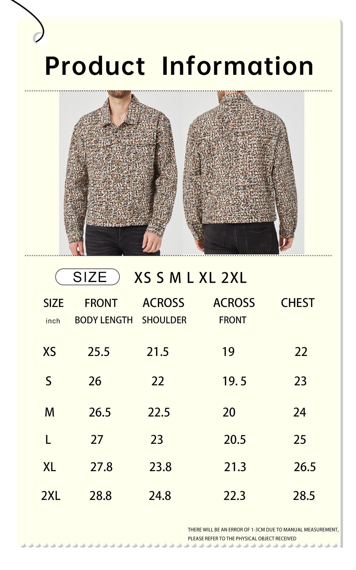 ROCK&CALEB Men’s Stylish Patterned Jacket