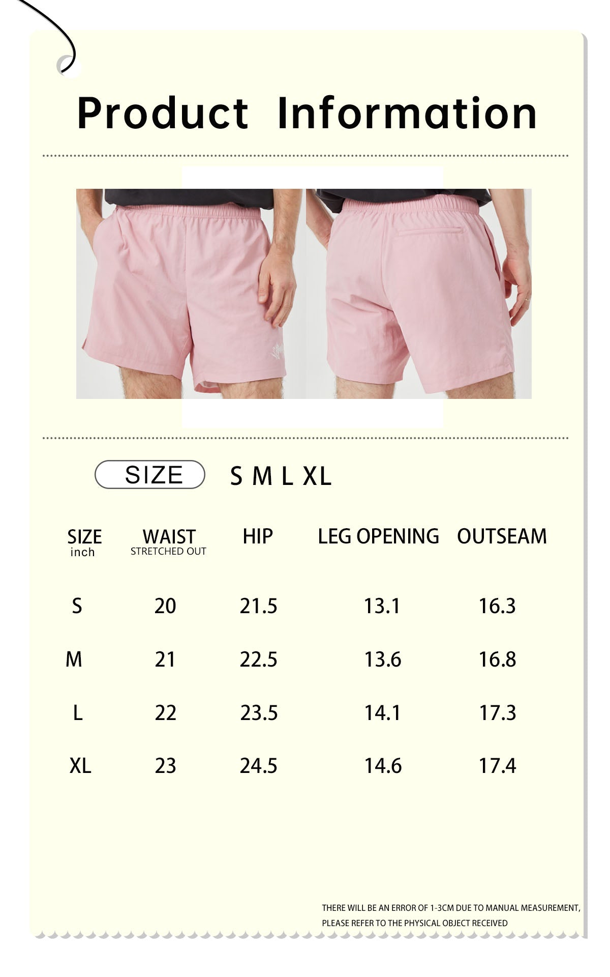 ROCK&CALEB Men’s Pink Athletic Shorts
